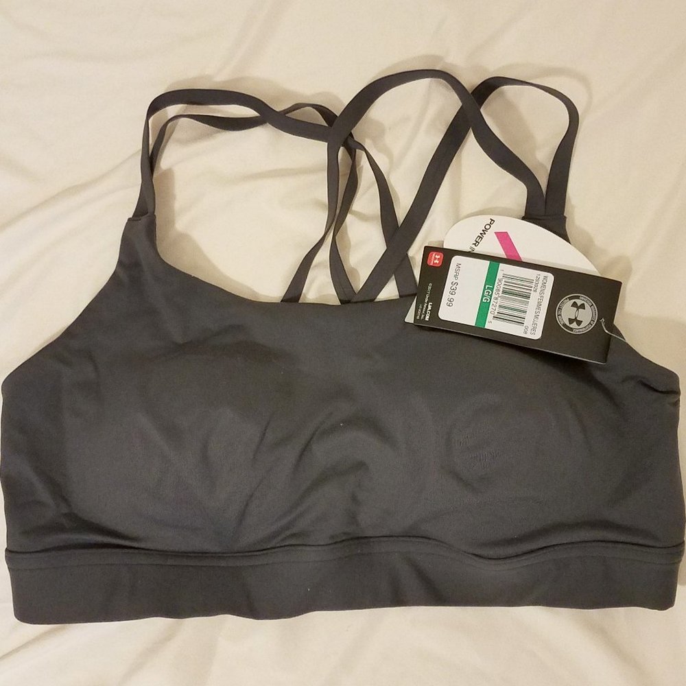 NWT DarkGrey UA Double Strap Eclipse Sports Bra LA